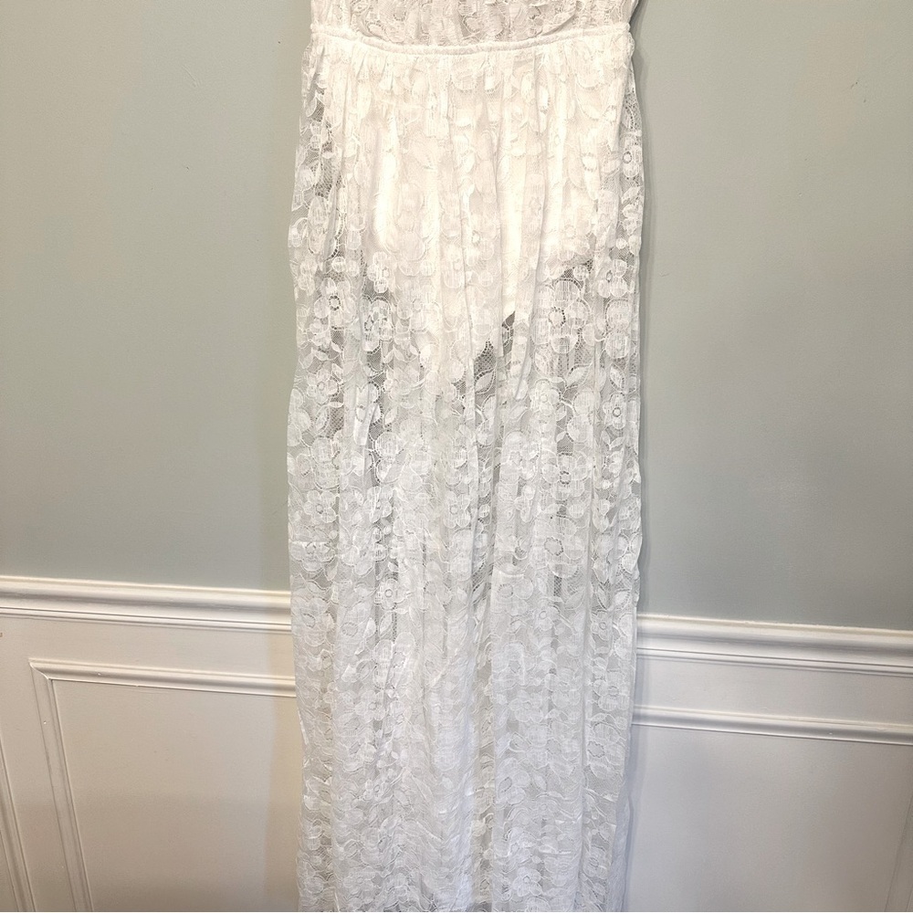 NWT For Love & Lemons Lorena Maxi Dress in White Lace Size Medium Bridal Wedding - Picture 4 of 13